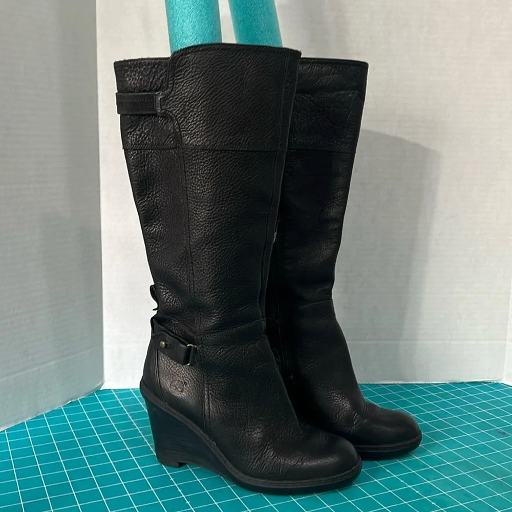 Timberland Black Leather Knee High Boots Size 8.5